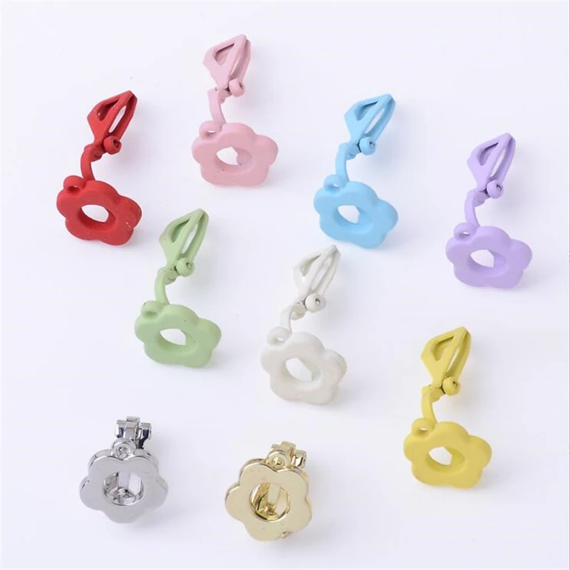 

10pcs/lot new fashion 14k gold color plated flower ear clip charm connectors for diy earrings jewelry making accessories