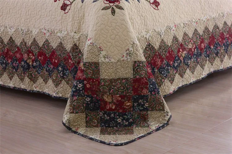 Patchwork-Retro-Baumwoll-Steppdecken-Set, 3-teilig, gesteppte Tagesdecke, Queen-Size-Bettdecke, Decke im Schlafzimmer, Polsterung, Bettdecke, Matratzenauflage – Detail 13