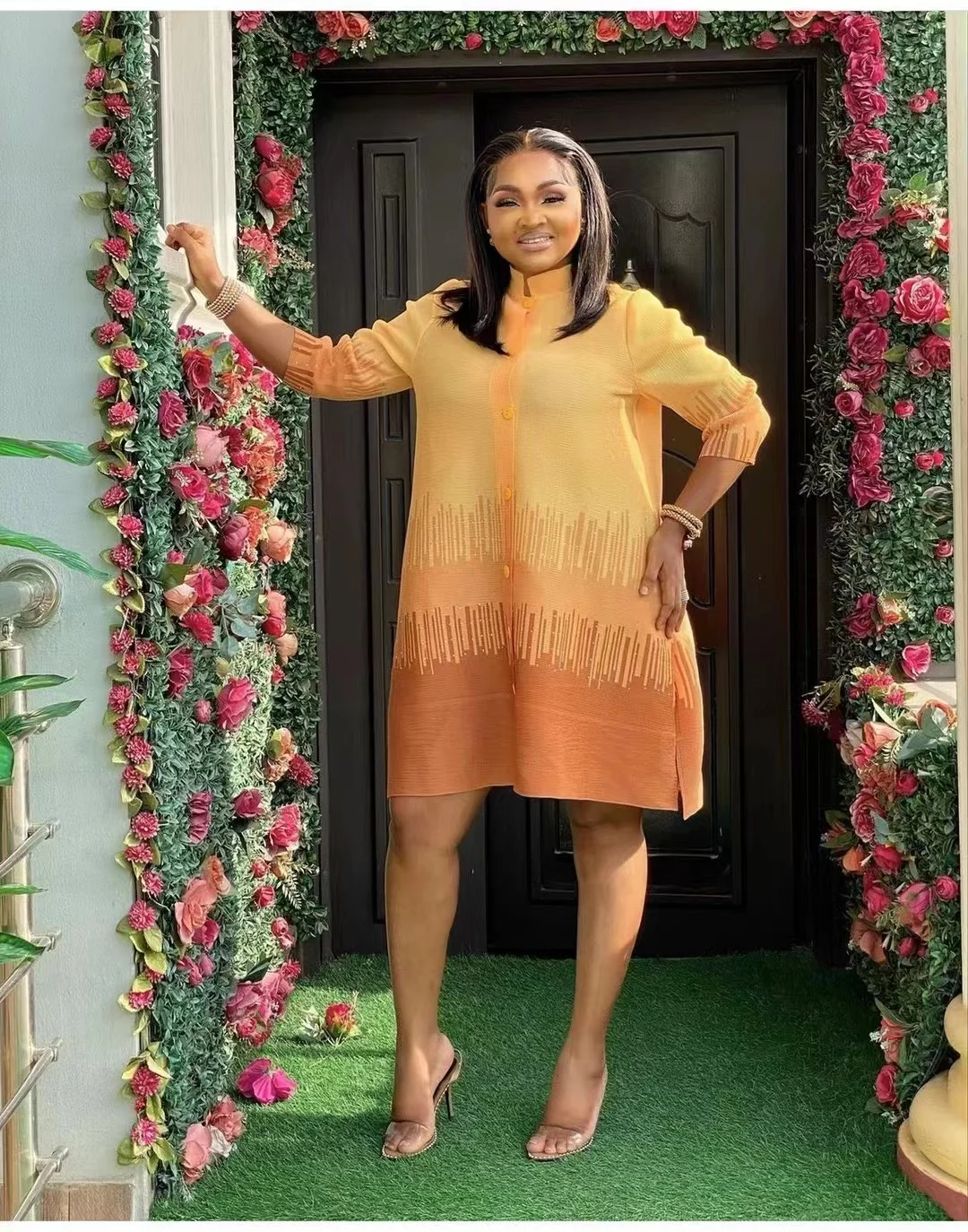 

Плиссированное Платье Мияки, повседневное модное плиссированное платье с воротником-стойкой, кардиган с надписью, юбка-палочка, для лета, 2022