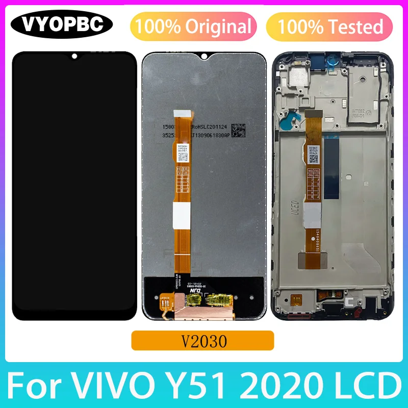 ДЛЯ VIVO Y51 2020 декабрь Оригинальный ЖК-дисплей с рамкой панель дигитайзер в сборе Ремонт Запасные части сенсорный экран