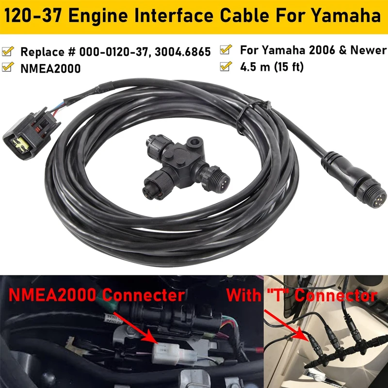 Кабель интерфейса двигателя Yamaha NMEA2000, подключение к T-разъему для Yamaha 0120 и новее, 000-3004,6865-37, 2006