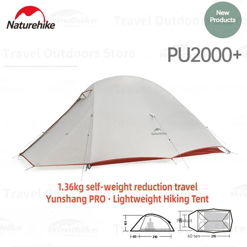 Naturehike Cloud Up PRO Hiking Tent 2 People 3 Season Tent 20D Nylon Ultralight Portable Outdoor Camping Travel Riding Tents 6