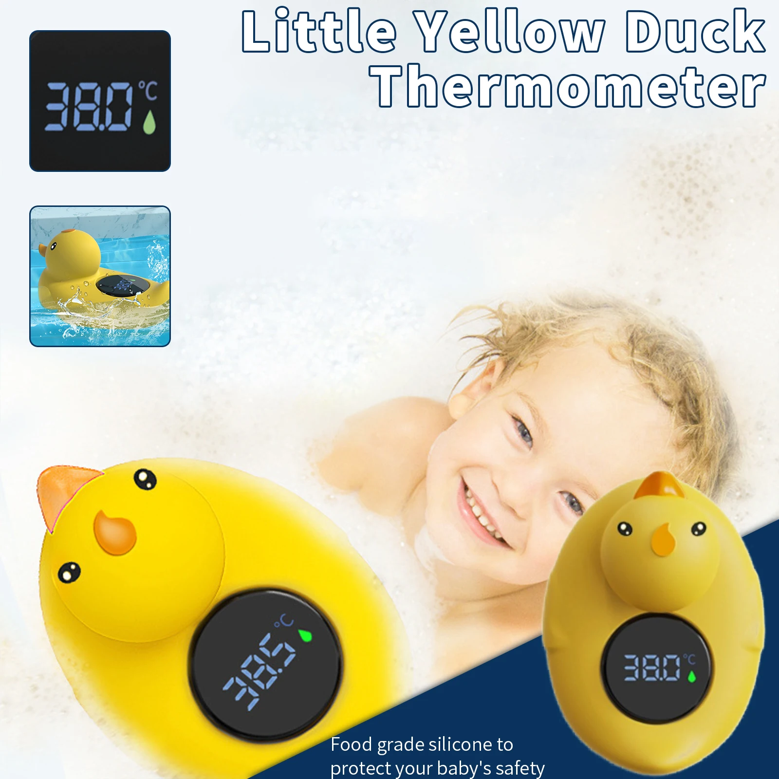 1PC Thermometer Little Yellow Duck Baby Bathtub Shower Water Thermometer Baby Safe Temperature Sensor Floating Waterproof Baby