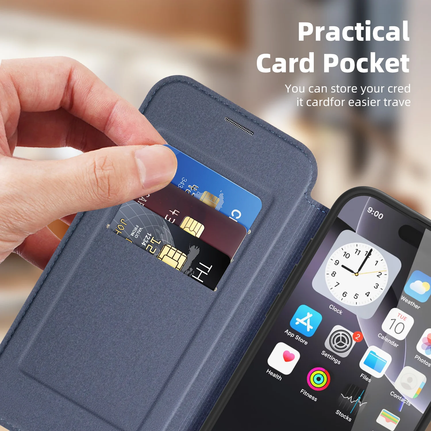 Magsafe Leather Wallet Case with Magnetic Wireless Charging and Credit Card Holder