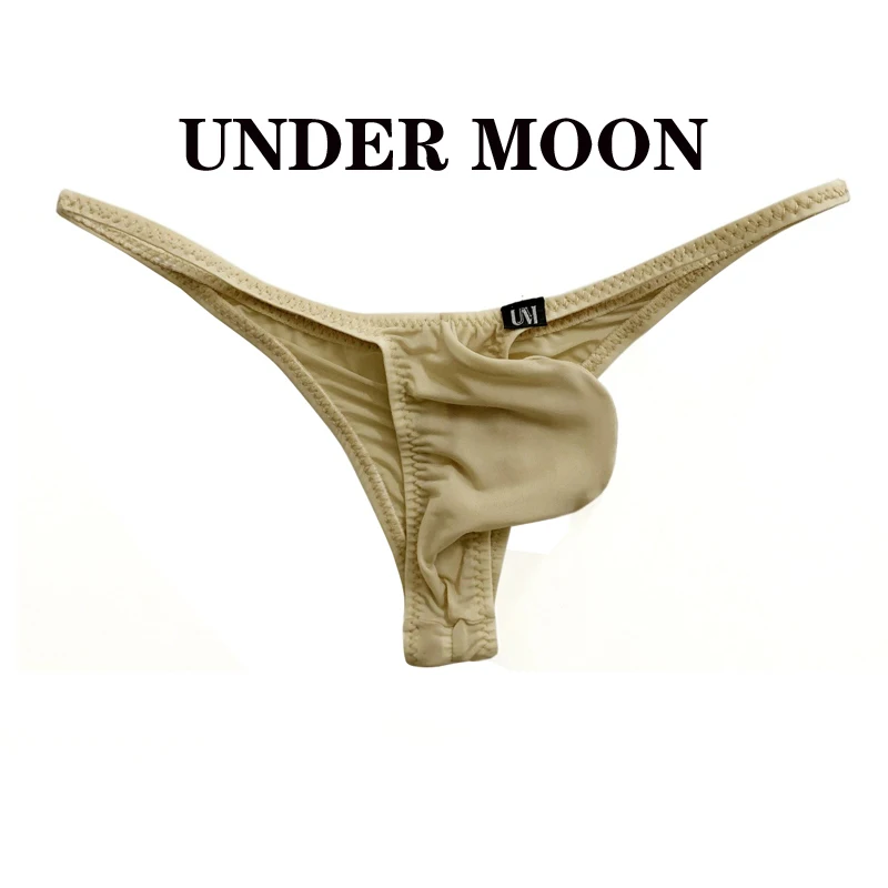 Men's bikini briefs low waist men's classic cool silk half back briefs with pouch bikini underwear for man mens underwear