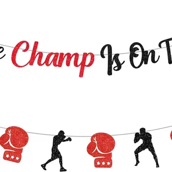 Boxing Baby Shower Decor A little Champ Is On The Way Banner Glove Boxer Garland Match Wrestle Fitness Sports Gym Party Supplies