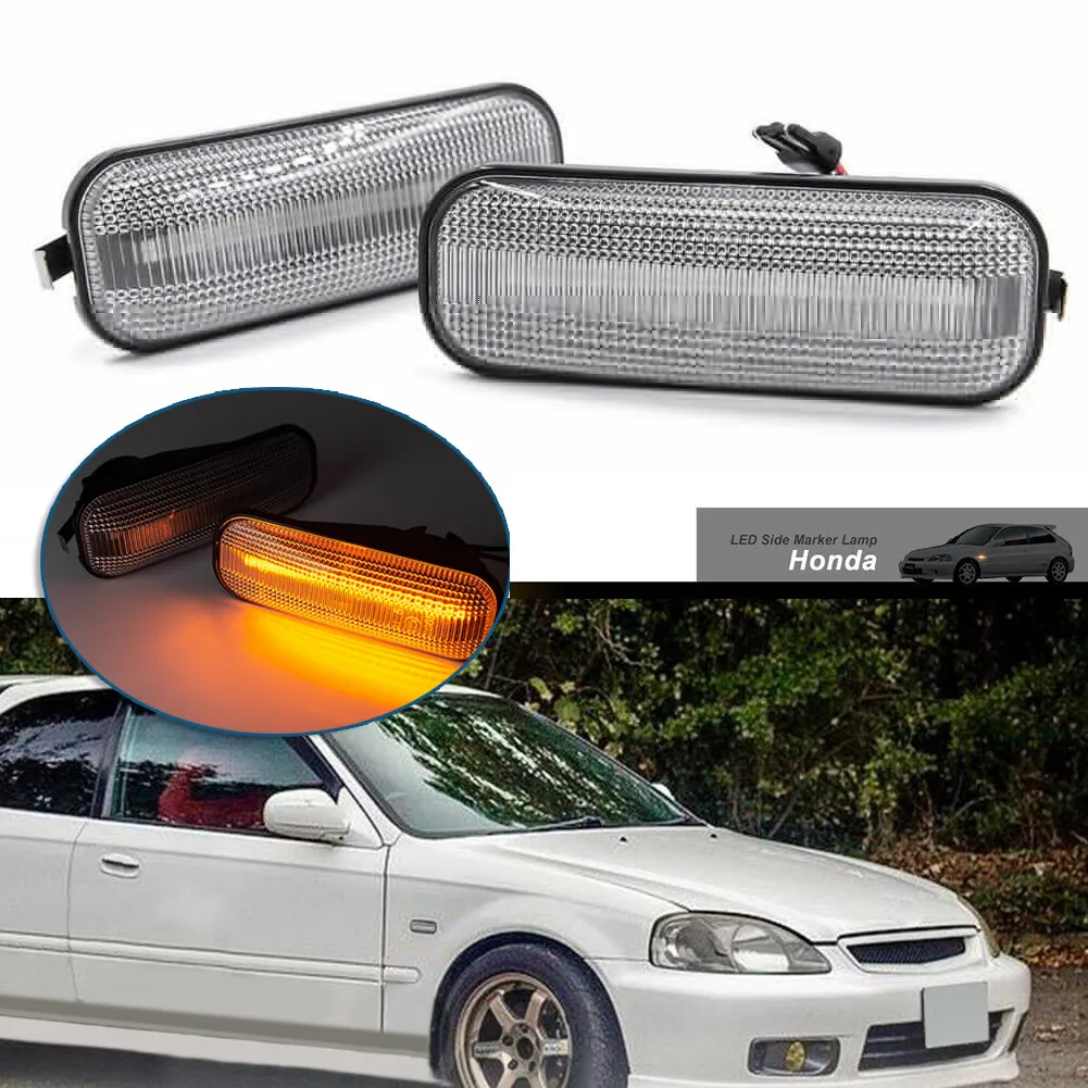 

2pcs Accessories Side Marker Lamp For 96-01 Civic EK EJ RD IP67 Waterproof Amber LED Front Fender Side Marker Light
