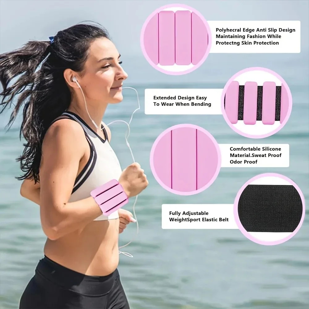 1 Pair Bodybuilding Weight-Bearing Wristband Adjustable Silicone Wrist Ankle Weights Sweat proof Workout Straps for Strength
