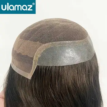 Topper per capelli in pizzo PU per donna, parrucca lunga e liscia, parrucche da donna, parrucca frontale in pizzo con capelli umani, topper per capelli personalizzato, parrucche da donna