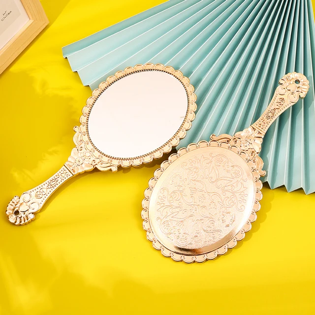 Miroir de maquillage vintage portable en or rose, outil de beauté naret rond, noble restauration des voies des Prairies 1
