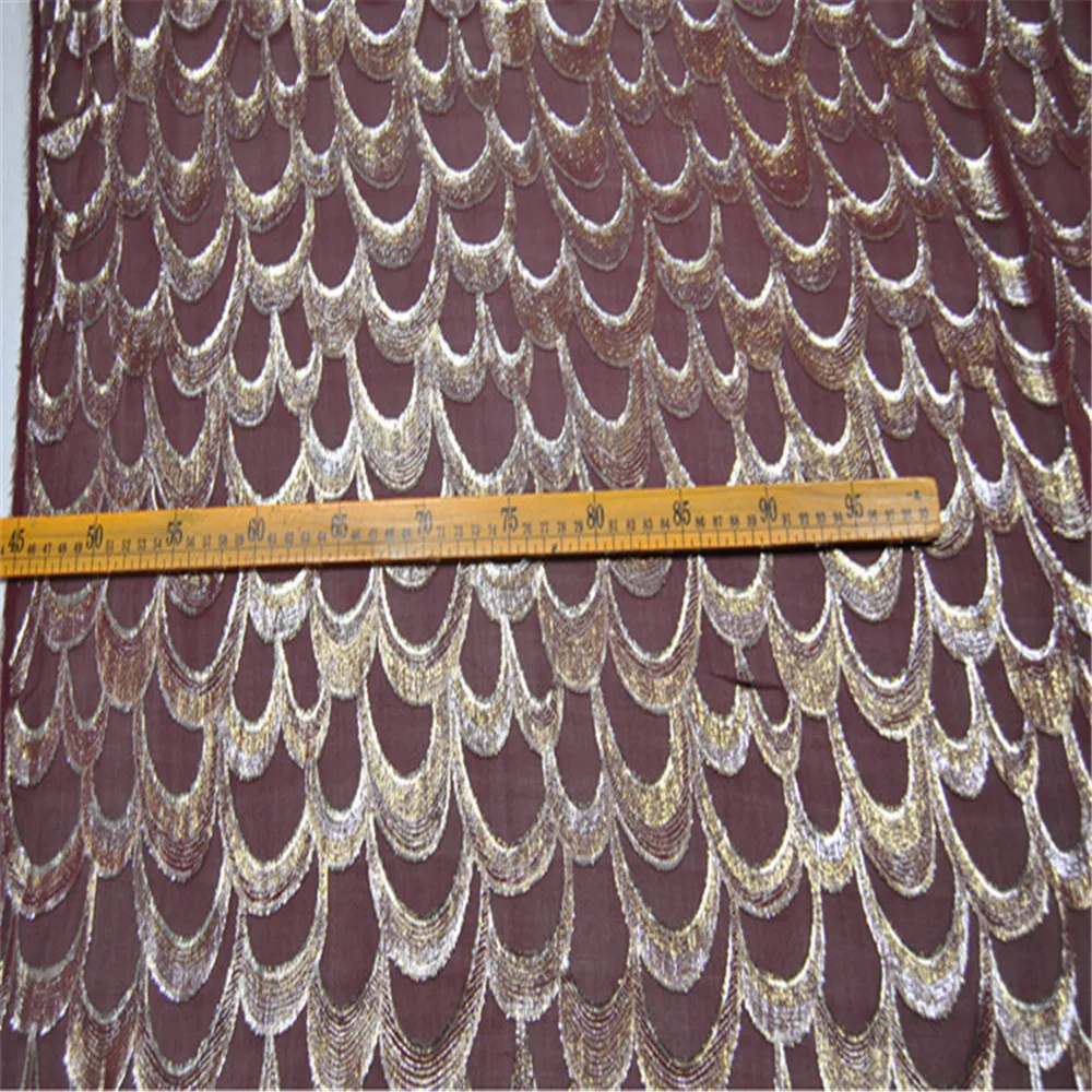 Elegant Shiny Mulberry Silk Metallic Fabric Purple Red Fish Scale Luxury for Saree Summer Spring Cloth Pants Coat