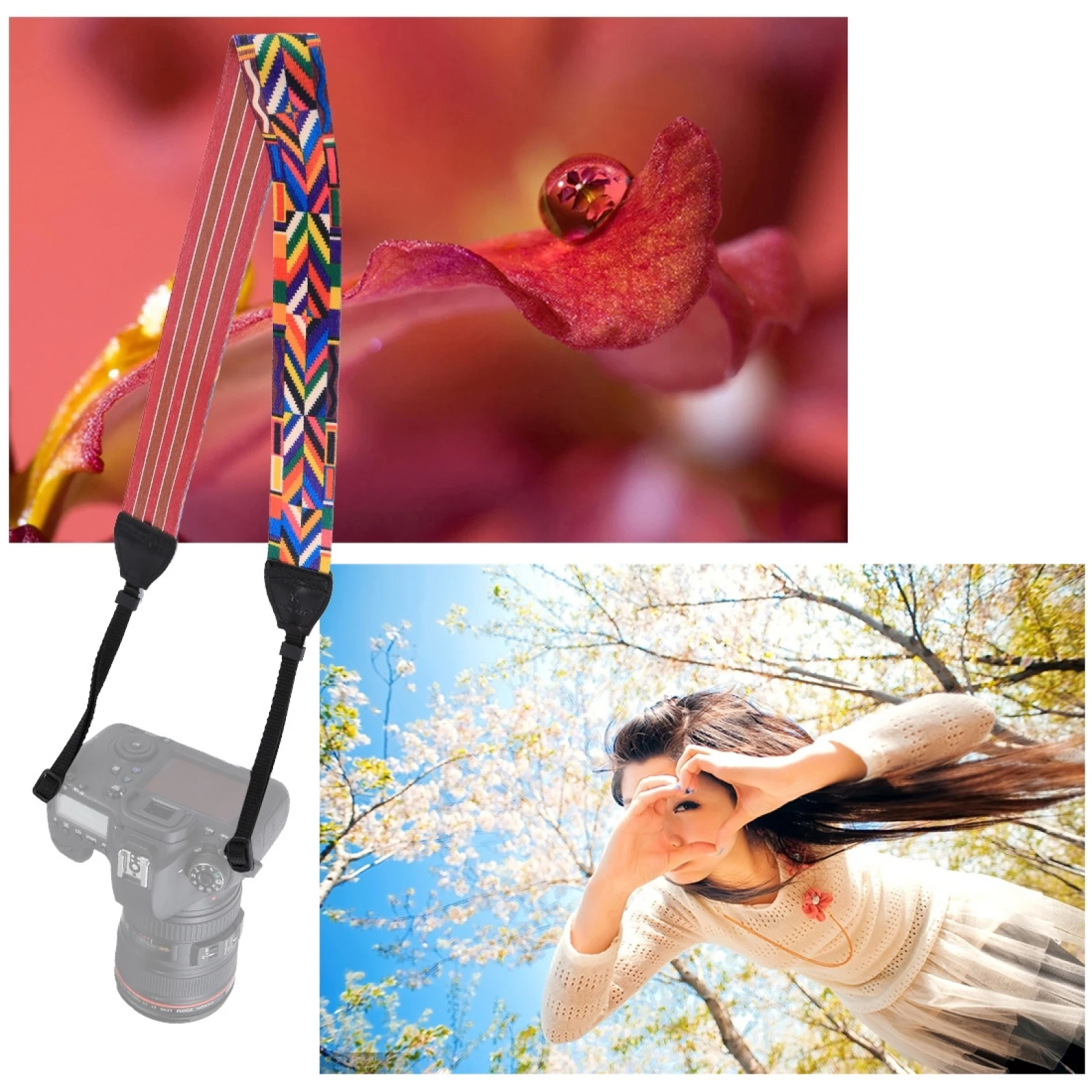 For SLR Cameras DSLR Cameras Retro Ethnic Style Multi-color Series Portable wide Shoulder Neck Strap Camera Strap