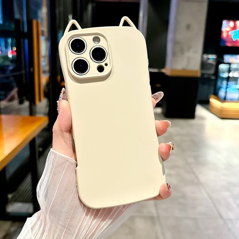 Adorable 3D Ears Clear Phone Case with Cartoon Rilakkuma Pendant TPU Cover