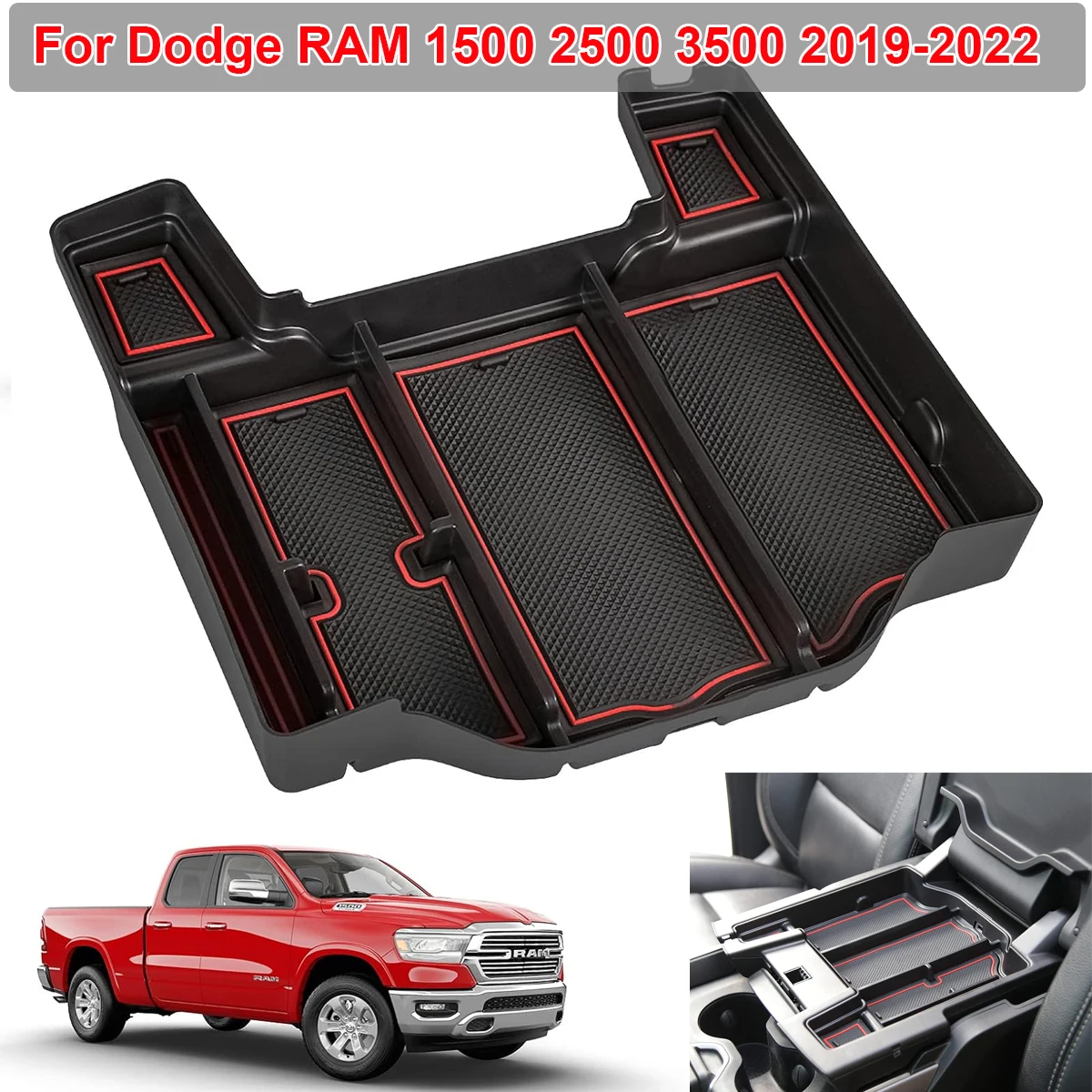 

Center Console Armrest Storage Box Holder Organizer Container For Dodge RAM 1500 2500 3500 2019 2020 2021 2022 Car Accessories
