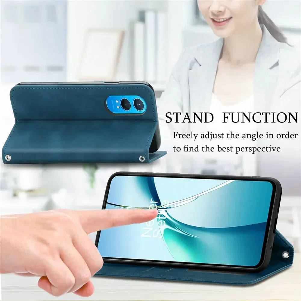 Leather Flip Case with Magnetic Closure for OnePlus Nord and More