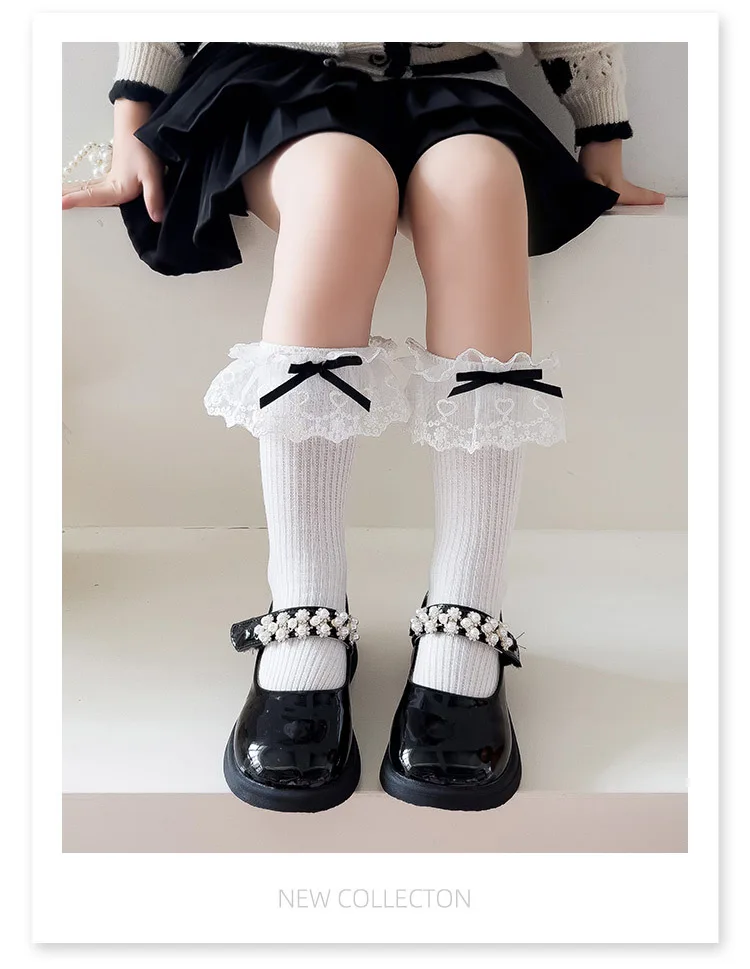1 Pair Lace Ruffle Calf Sock for Kids Girl Korean Fashion Frilly Bowknot Sock for Children Spring Summer Soft Cotton School Sock 14 S1e7a63dc757342a59cd5311e1cbe1829X