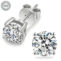 925 Silver Moissanite Stud Earrings Small Elegant Unisex Set