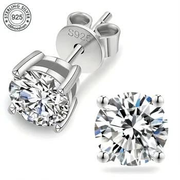 925 Silver Moissanite Stud Earrings Small Elegant Unisex Set