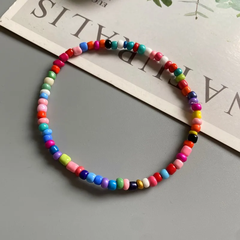 White Anklet for Women Colorful Fashion Girl Tiny Seed Beads