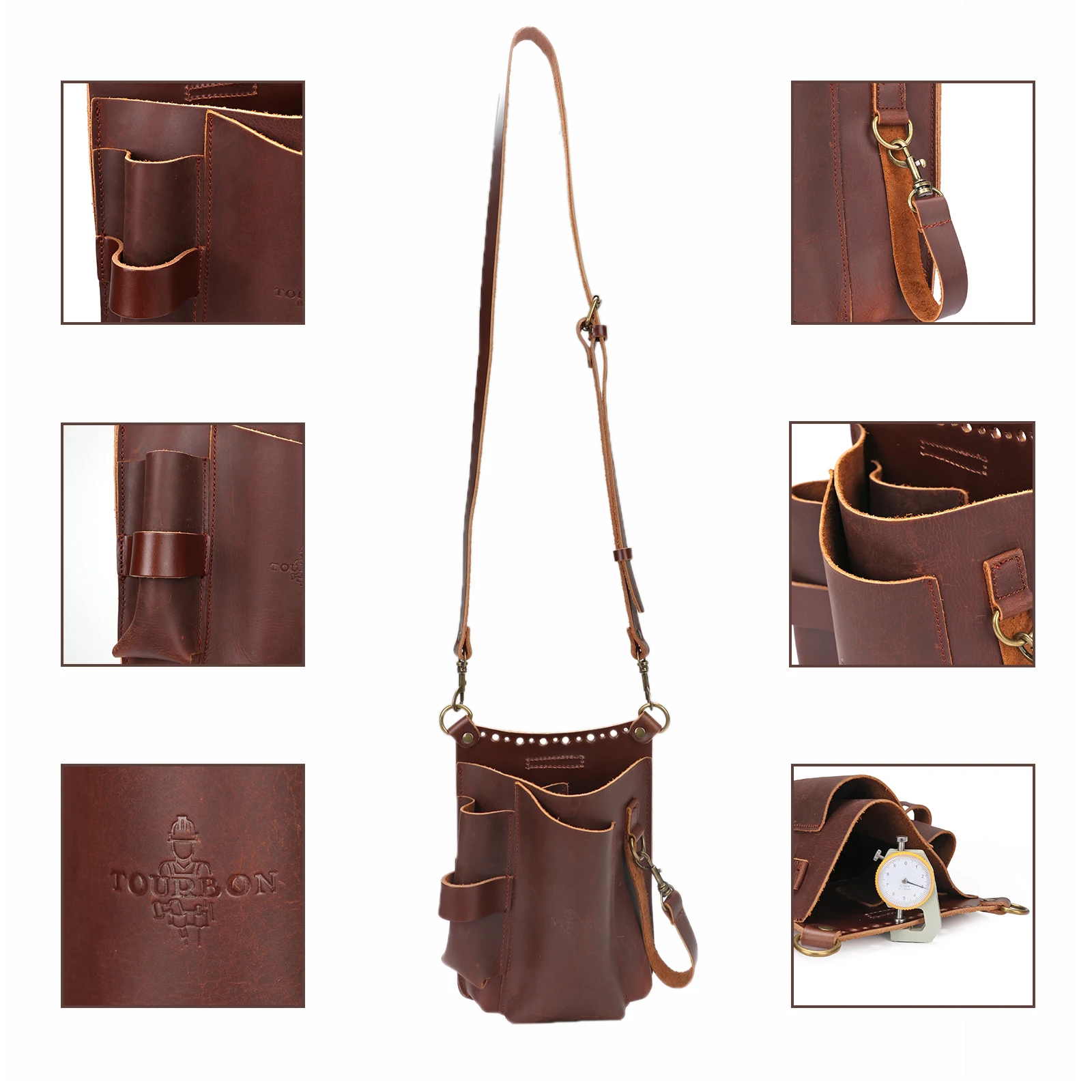 TOURBONレザー ハーネス型ホルスター ブラウン Tourbon Leather Gardening Pouch Tool Waist Bag Drywaller's