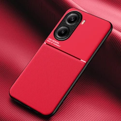 Soft TPU Frame Protective Back Cover with Car Magnetic Holder for Poco x7 pro (Red)