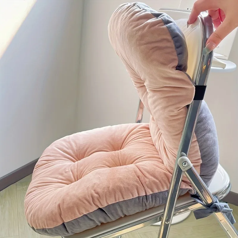 1pc Plush Integrated Seat and Backrest Cushion - Thick, Machine Washable Polyester for Office Chairs, Cars, and Home Decor
