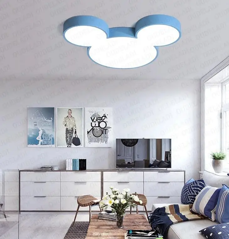 Nordic Macaron Mickey LED Ceiling Lamp Setup