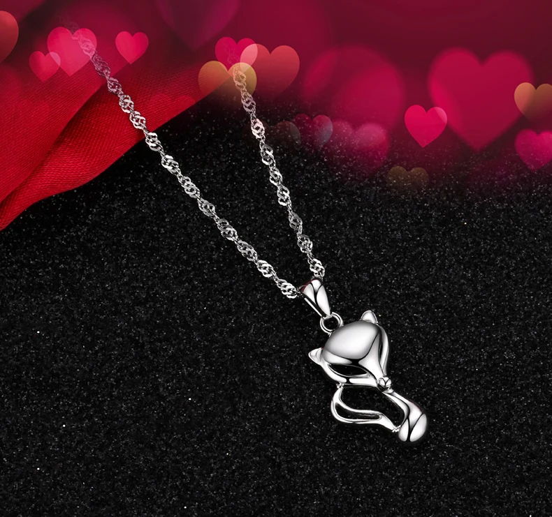 925 Sterling Silver Cute Animal Fox Pendant Necklaces for Women Girls Choker Collar Party Daily Jewelry Friendship Gift