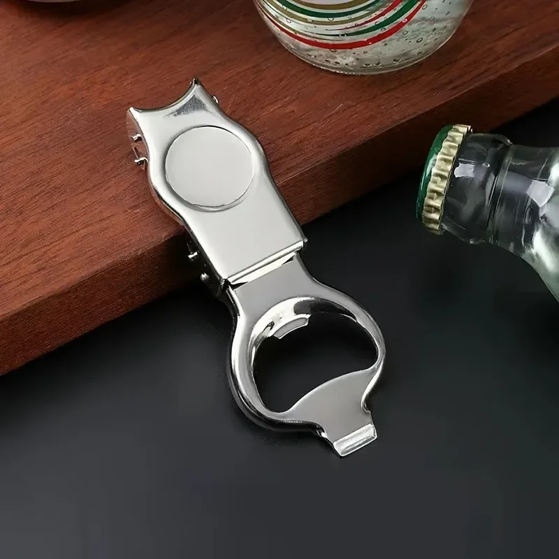 Heavy-Duty Stainless Steel Bottle Opener - Manual Folding Can Opener with One-Touch Opening, for Beer, Soda, Carbonated Drinks