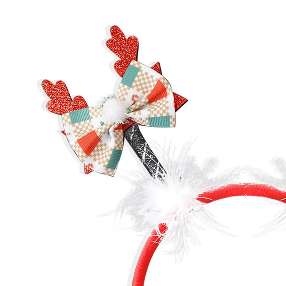 1Pc Christmas Headbands for Parties Photos Snowman Reindeer Santa Hat Antlers Hair Hoop Plastic Festive Hair Accessory for Party