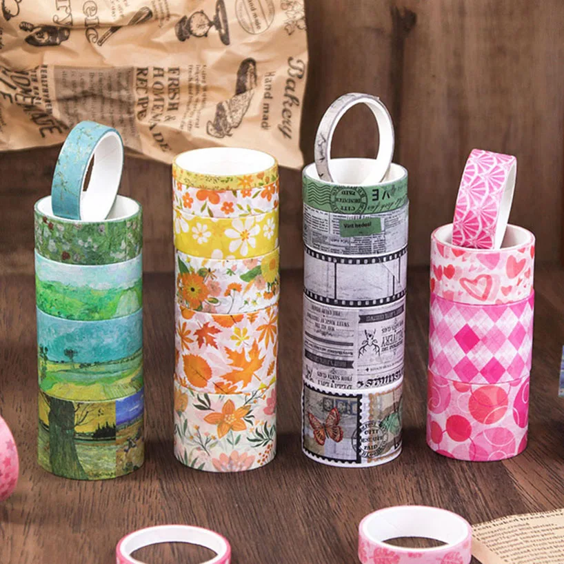 18 Rolls Van Gogh Washi Tapes Journaling Supplies Washi Tape Retro Diary Cinta Adhesiva Decorativa Scrapbooking Washitape 5