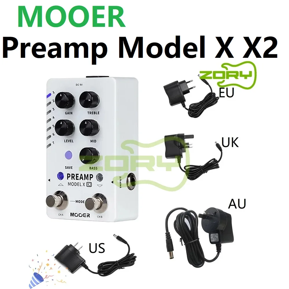

Mooer PREAMP MODEL X X2 Preamp Pedal Digital Guitar Effects Pedal with 14 Preset Built-in Cabinet Simulation Power Adapter
