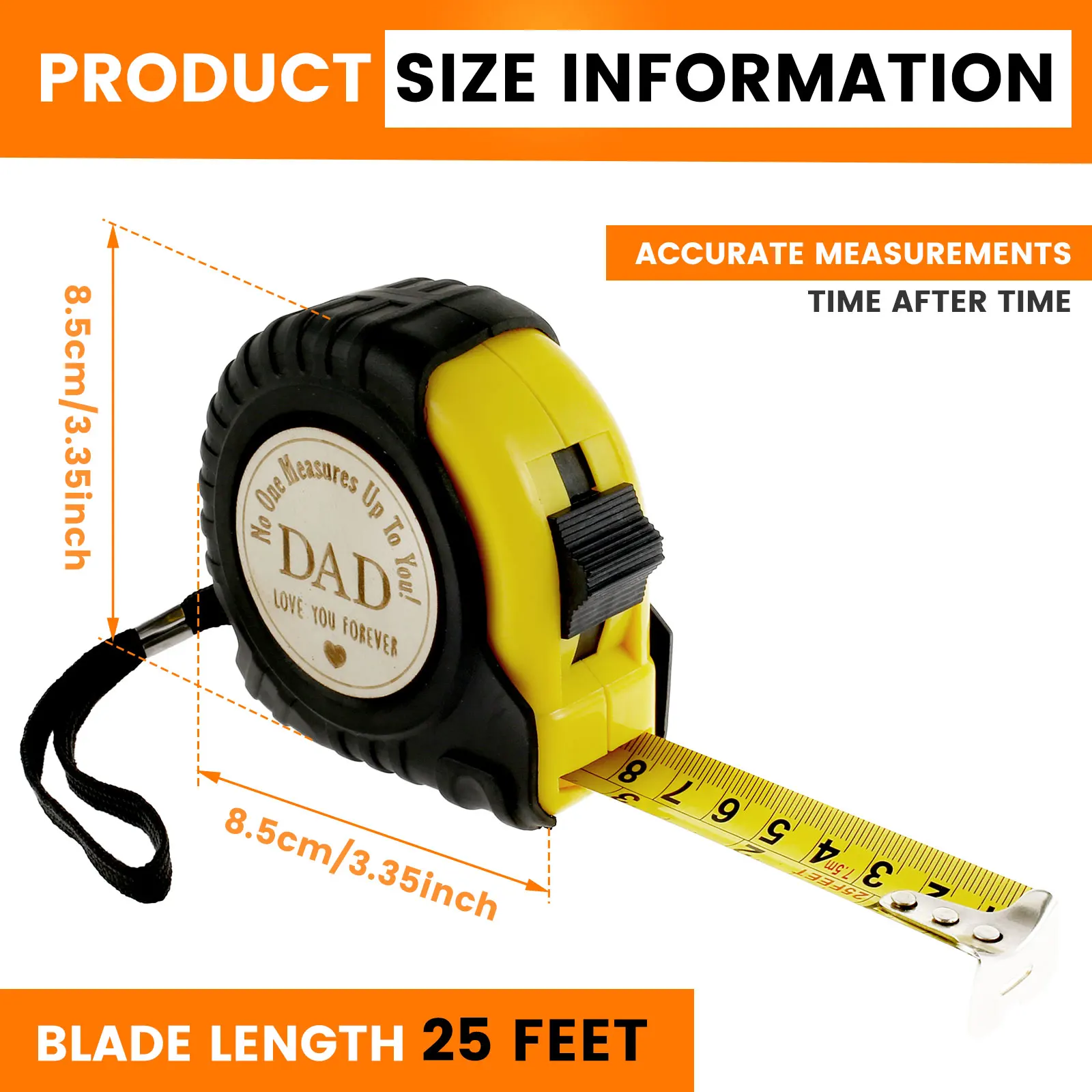 25 Ft Tape Measure With Easy Read Markings - 1-Inch Wide Blade, Metric & Inches, Rubber Case