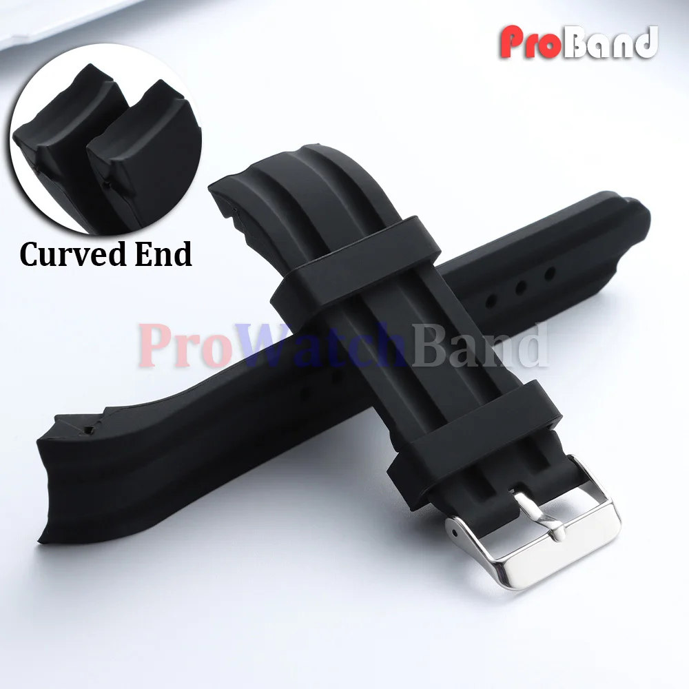 Durable Curved End Silicone Watch Strap - Waterproof & Soft Bracelet