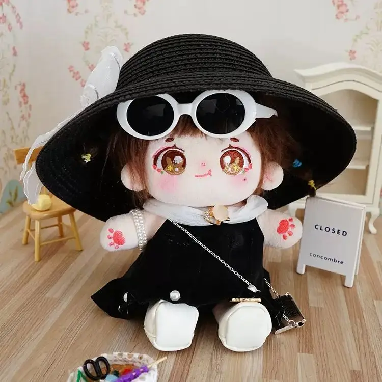

New 20cm No Attribute With Skeleton Plush Cute Ponytail Kawaii Naked Doll Lovely Stuffed Anime Figure Toys Clothes Gift Set
