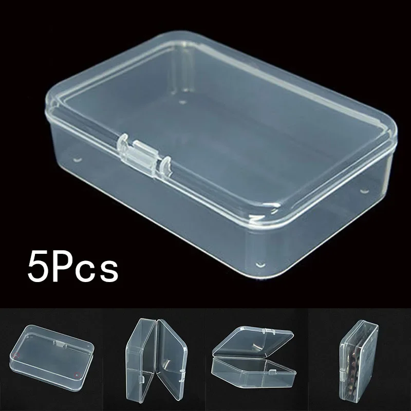 

5PCS Transparent Plastic Box Jewelry Packaging Component For Receiving Box ID Card Jewelry Rectangle Home Storage Wholesale