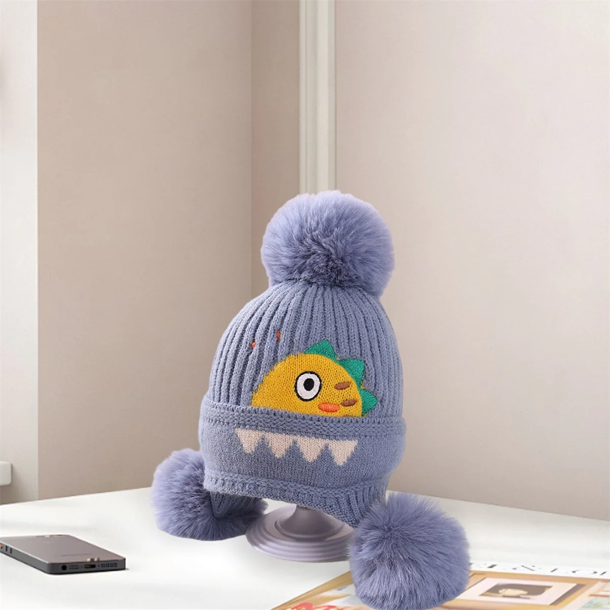 Children s Winter Hat with Ear Flaps Adorable Unicorn Pom Pom Knit Beanies Cozy Caps for Kids Boys Girls