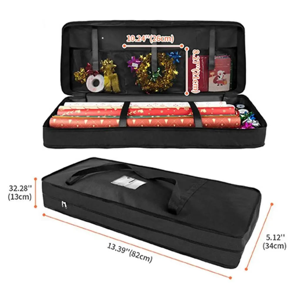 Description Picture 2 of itemChristmas Gift Wrap Storage Bag Underbed Storage Organizer With Thicken Handles Xmas Wrapping Paper Storage Box