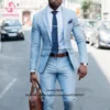 Fashion Business Slim Fit Suits For Men 2 Piece Jacket Pants Set Formal Groom Wedding Party Tuxedos Trajes Elegantes Para Hombre 1