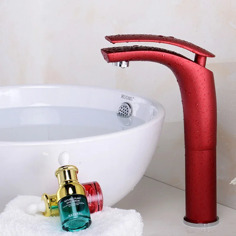 

Vidric Gold/Chorme/White/Red/Black/Green Colorful Painted Basin Faucets Hot Cold Mixer Bathroom Basin Tap Brass Faucet Crane