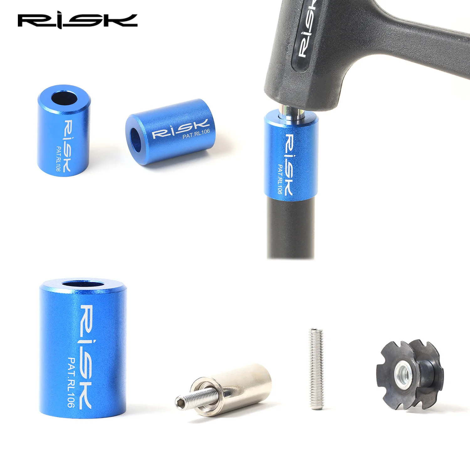 

RISK Bicycle Front Fork Headset Star Nut Installer Tool Mounting Sleeve Tools For 28.6mm MTB Road Bike Fork Steerer Driver Tool