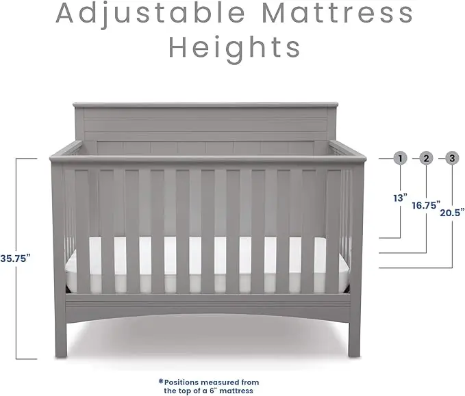 Fancy 4-in-1 Convertible Baby Crib - Greenguard Gold Certified, Grey 5