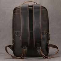Vintage Men's Crazy Horse Leather Backpack genuine leather Retro Rucksack Large Classic Travel Backpack Big laptop computer bag 2