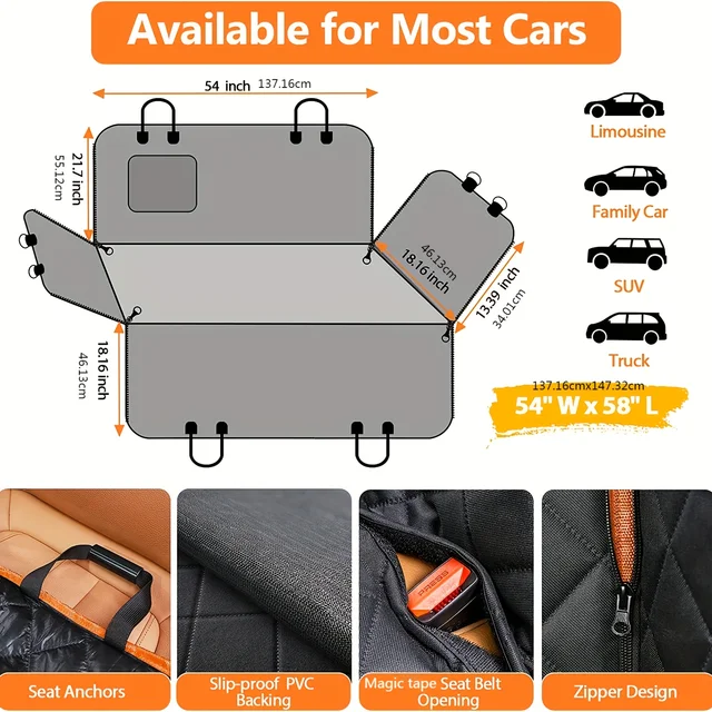 Dog Seat Cover Car Seat Cover for Pets 100%Waterproof Pet Seat Cover Hammock 600D Heavy Duty Scratch Proof Nonslip Durable Soft 2