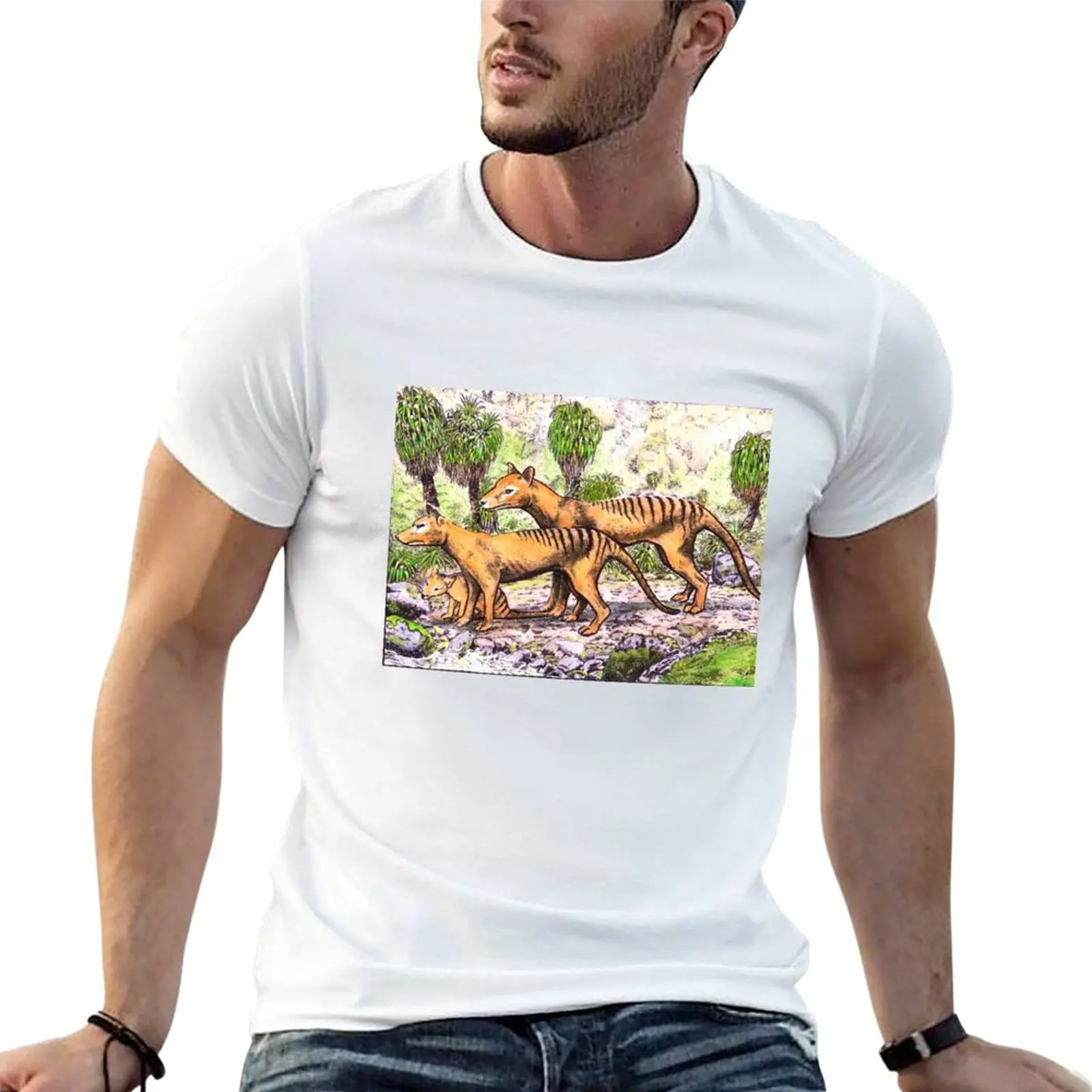

Thylacine family T-Shirt oversizeds summer top black t-shirts for men