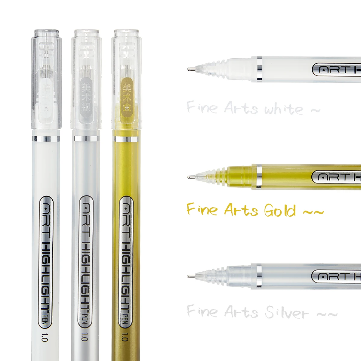 1mm Extra Fine Point Gel Pen Set White,Gold and Silver Gel Ink Pens for Artists White Pen White Ink Pen 3/6 Pack colored pens gel pen lettering pens drawing pen