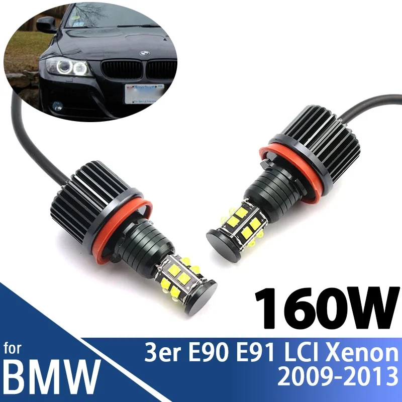 160WWhiteLEDCarHaloRingsAngelEyesBulbsforBMW3SeriesE90E91
