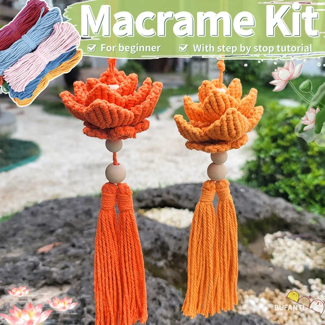 DIY Lotus Macrame Kit - Complete Beginner Tutorial & Craft Supplies Set