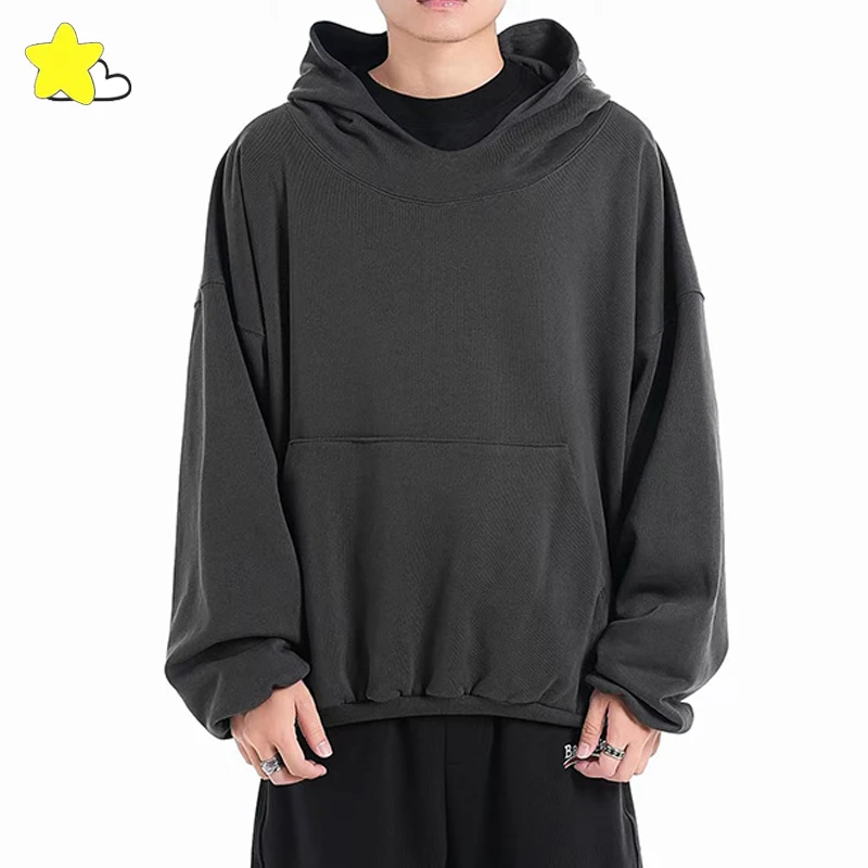 

23FW Heavy Fabric Double Layer Kanye West Hoodie Men Women Hip Hop Oversized Sweatshirts Casual Solid Color Pullovers Hooded