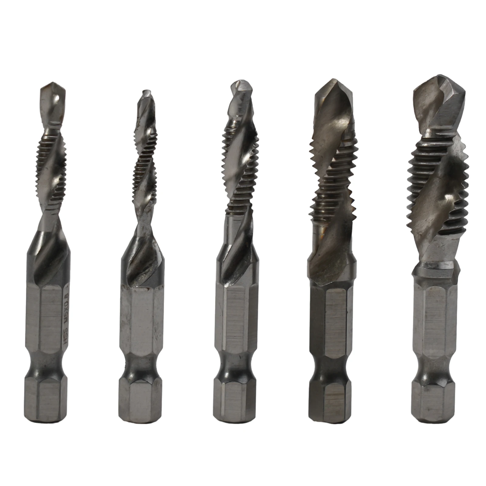 

5pcs Tap Drill Bit Set Hex Shank Thread Metric Tap HSS Screw Thread Bit Screw Machine Compound Tap For Metal Steel Wood Plastic